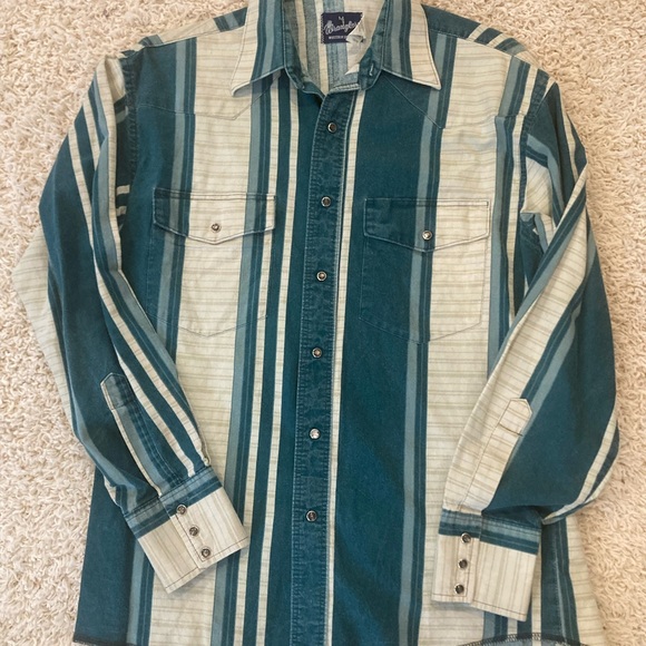 Wrangler Western Rodeo Cowboy Striped Shirt Size M - Picture 1 of 7